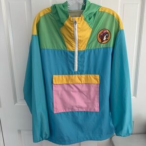 Buc-ee’s Colorblock Windbreaker Jacket‎ Adult Small Hooded Retro